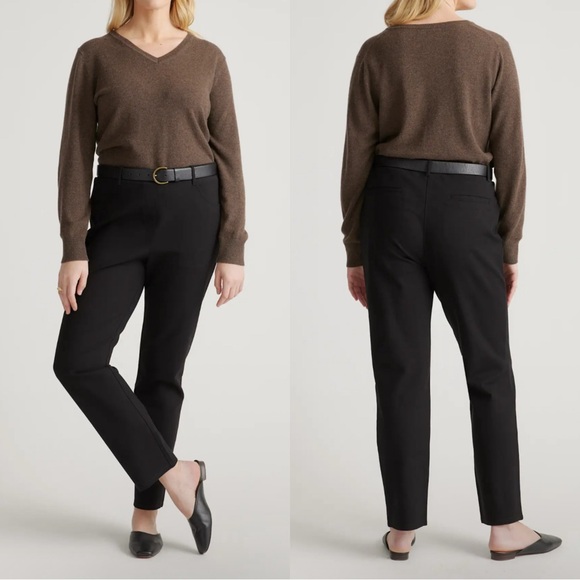 Quince Pants - Quince Black Ultra Stretch Ponte Straight Leg 4 Pocket Pants NWT Small TALL Work